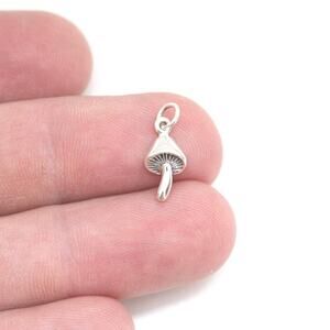 Sterling Silver Mushroom Charm, Mushroom Charm, Woodland Mushroom Charm